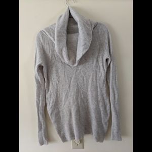 100% cashmere cowl neck oat grey sweater